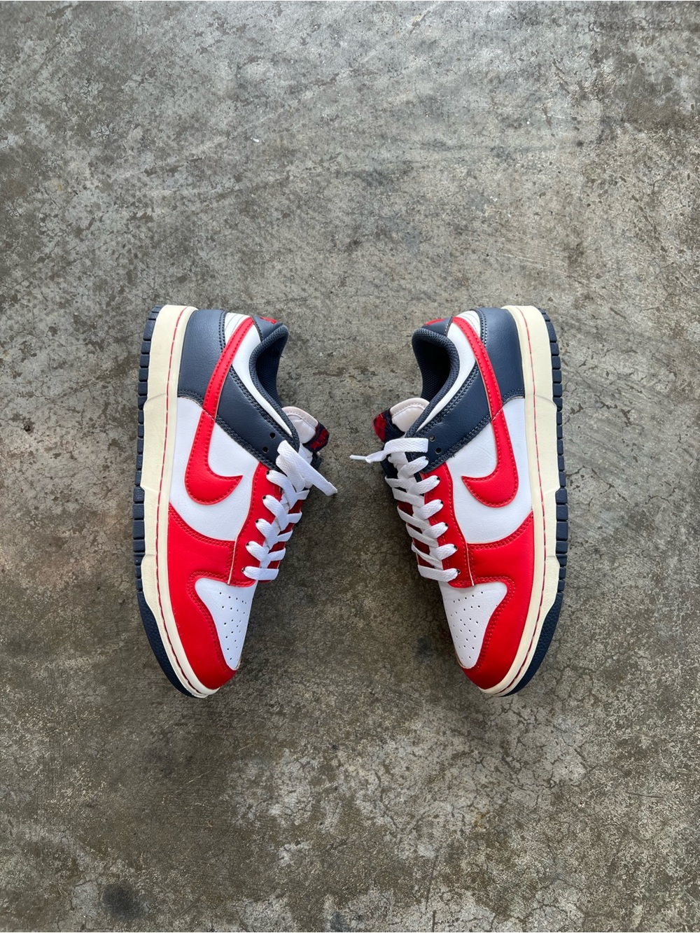 Nike Dunk Low Bright Crimson Obsidian Men’s 7 Women’s 8.5 Red White Blue 🇺🇸